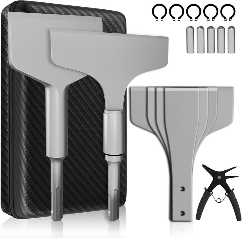 CSOOM Chisel Set 2-31/32"(75mm) & 4-11/32"(110mm) with SDS Plus Shanks, 40Cr Steel Tool Kit, Includes 4 Replacement Blades and Premium Storage Case for Tile, Concrete, Masonry, and Home Improvement - Image 1